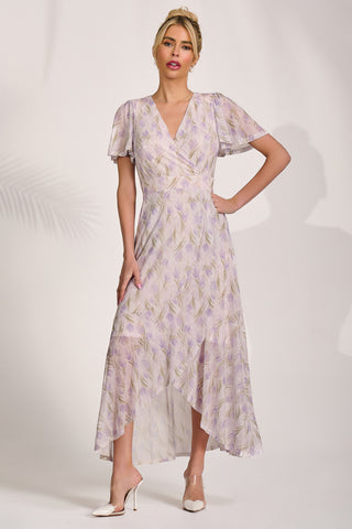 Mesh Wrap Midaxi Dress, Multi Floral