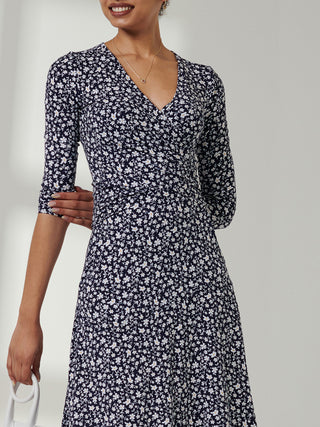 Gretta Jersey Fit & Flare Dress, Navy Floral