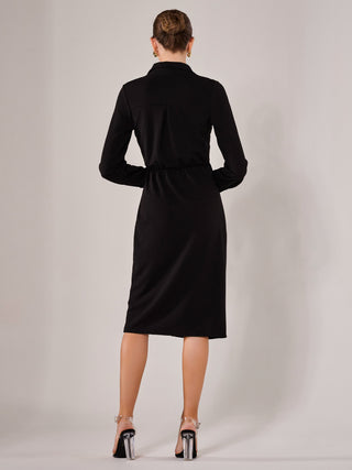 Reveka Wrap Ruched Shirt Dress, Black Jolie Moi Retail Reveka Wrap Ruched Shirt Dress, Black Jolie Moi Retail