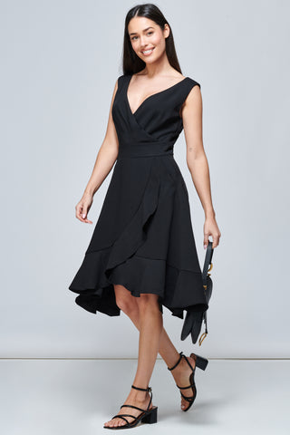 Gayelle Frill Hem Dress, Black