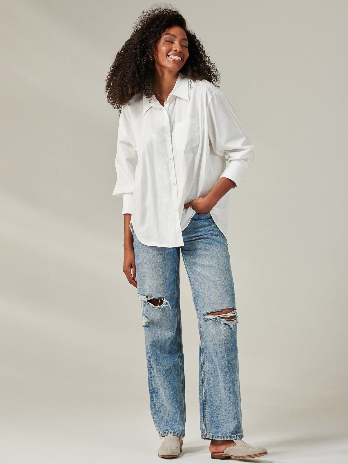 keyhole blouse white