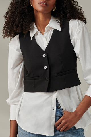 Plain Button Up Waistcoat, Black