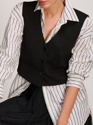 Plain Button Up Waistcoat, Black