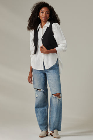 Plain Button Up Waistcoat, Black