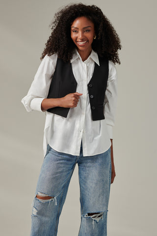 Plain Button Up Waistcoat, Black