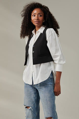 Plain Button Up Waistcoat, Black