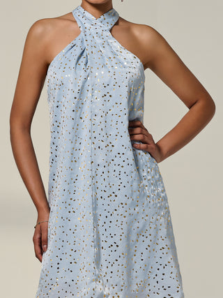 Twisted Halter Neck Mini Dress, Light Blue
