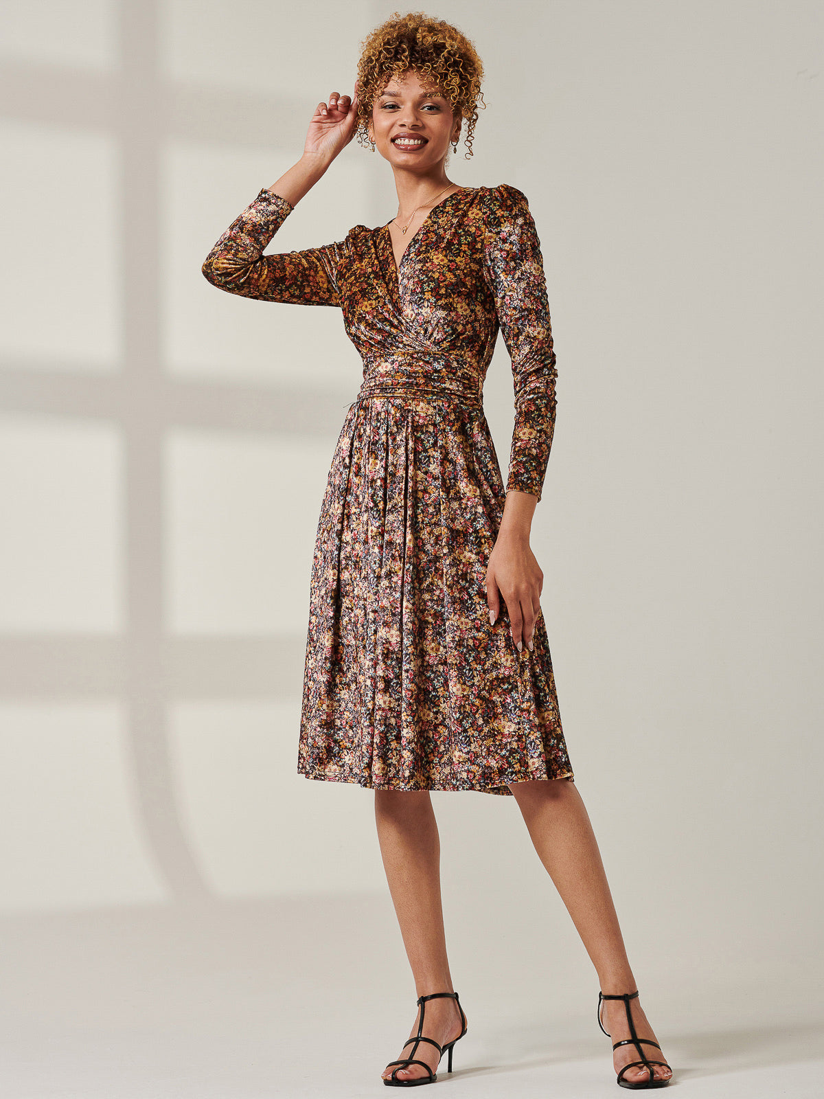 Floral Print Velvet Dress, Black Multi – Jolie Moi Retail