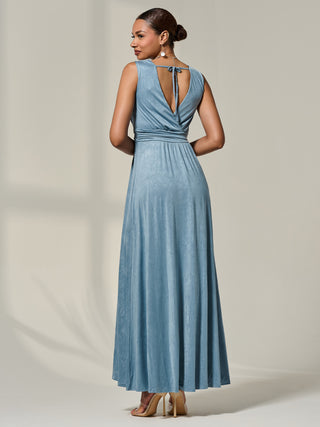 Wrapped Bodice Jersey Maxi Dress, Steel Blue