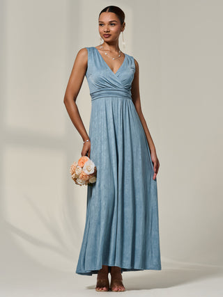 Wrapped Bodice Jersey Maxi Dress, Steel Blue