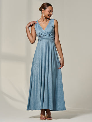 Wrapped Bodice Jersey Maxi Dress, Steel Blue
