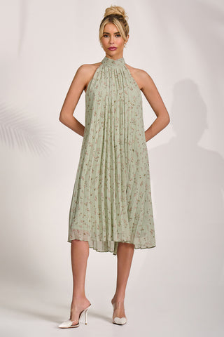 Halter Neck Midi Dress, Mint Green