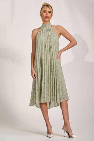 Halter Neck Midi Dress, Mint Green