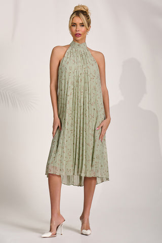 Halter Neck Midi Dress, Mint Green