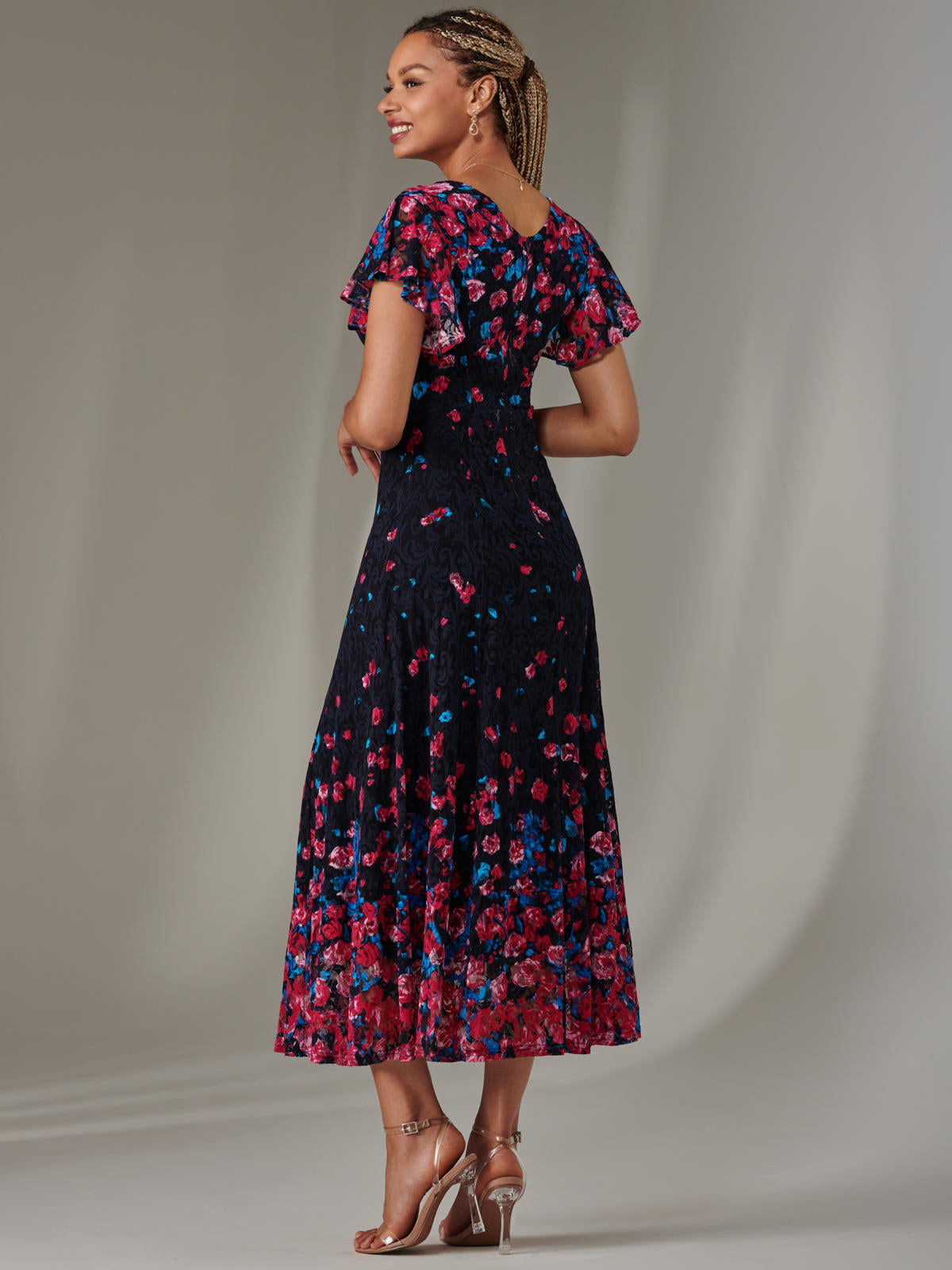 Cap Sleeve Lace Maxi Dress, Pink Multi Jolie Moi Retail