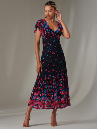 Cap Sleeve Lace Maxi Dress, Pink Multi – Jolie Moi Retail