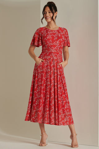 Rexina Maxi Mesh Dress, Red Floral