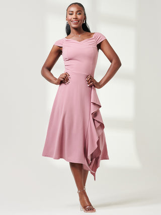 Desiree Frill Fit & Flare Dress, Mauve Jolie Moi Retail Desiree Frill Fit & Flare Dress, Mauve Jolie Moi Retail