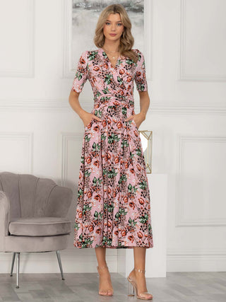 Jolie Moi Coleen Wrap Maxi Dress, Pink Floral