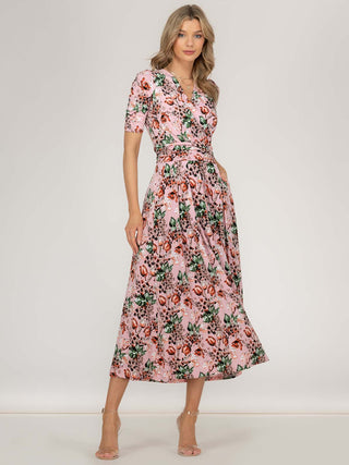 Jolie Moi Coleen Wrap Maxi Dress, Pink Floral