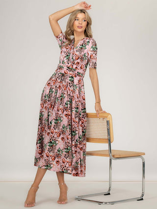 Jolie Moi Coleen Wrap Maxi Dress, Pink Floral