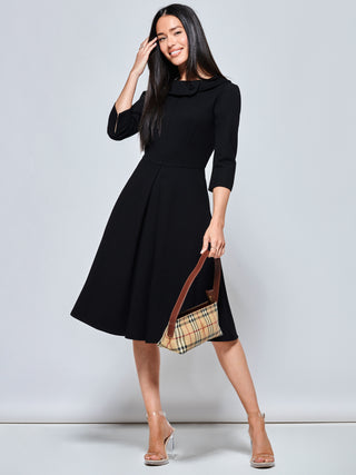 3/4 Sleeve Midi Dress, Black