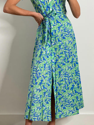 Jolie Moi Viera Maxi Shirt Dress, Green Leafy