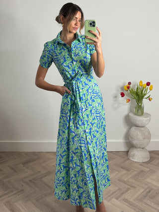 Jolie Moi Viera Maxi Shirt Dress, Green Leafy