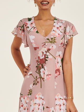 Essie Fit & Flare Mesh Dress, Pink Floral