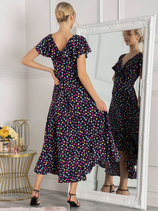 Gerrilyn Frill  Animal Print Dress, Navy Polka Dot