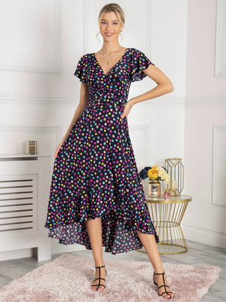 Gerrilyn Frill  Animal Print Dress, Navy Polka Dot
