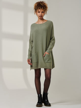 Front Pocket Loose Fit Knit Jumper, Soldier Green