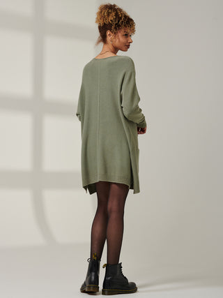 Front Pocket Loose Fit Knit Jumper, Soldier Green