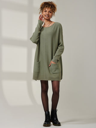 Front Pocket Loose Fit Knit Jumper, Soldier Green