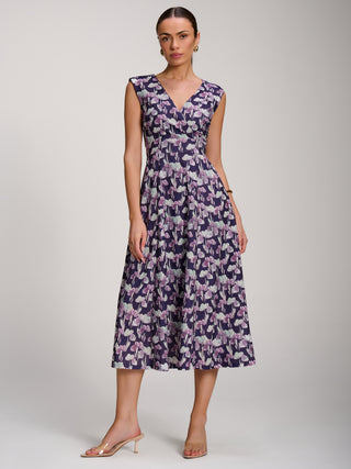 Scuba Printed Midaxi Dress, Purple Floral