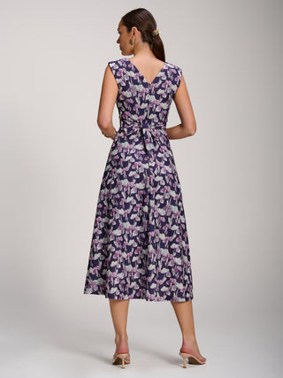 Scuba Printed Midaxi Dress, Purple Floral