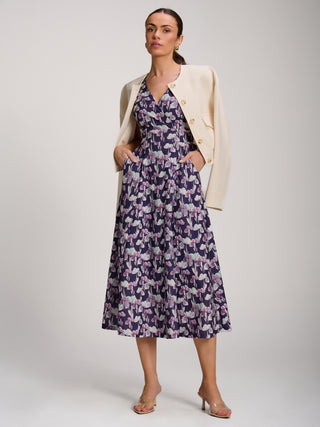 Scuba Printed Midaxi Dress, Purple Floral
