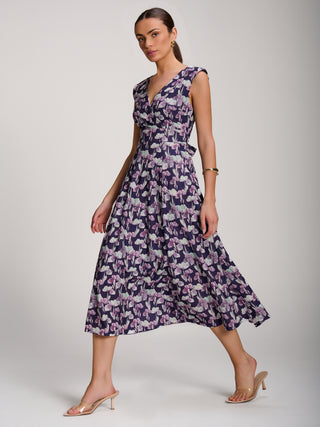 Scuba Printed Midaxi Dress, Purple Floral