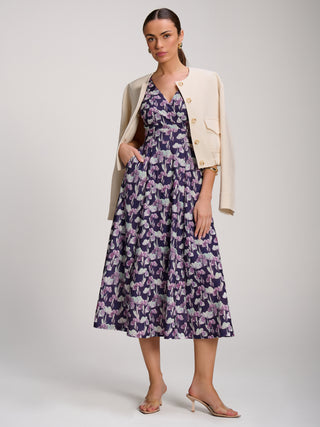 Scuba Printed Midaxi Dress, Purple Floral