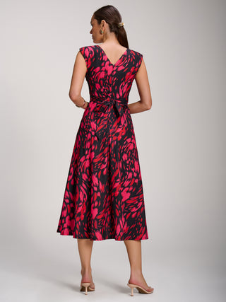 Scuba Printed Midaxi Dress, Red Animal