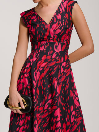 Scuba Printed Midaxi Dress, Red Animal