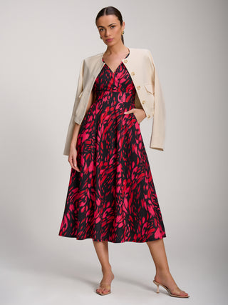 Scuba Printed Midaxi Dress, Red Animal