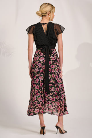 Printed Chiffon Midaxi Dress, Pink Floral