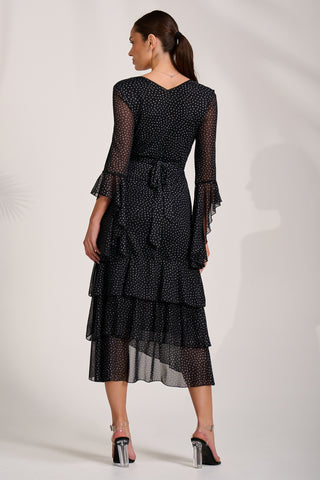 Tiered Mesh Midaxi Dress, Black Spot