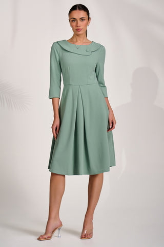 Roll Collar Midi Dress, Mint Green