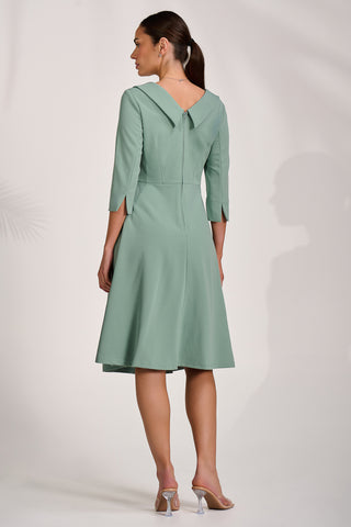 Roll Collar Midi Dress, Mint Green