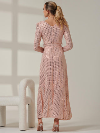 Sparkly Glitter Wrap Flare Maxi Dress, Dusty Pink Jolie Moi Retail Sparkly Glitter Wrap Flare Maxi Dress, Dusty Pink Jolie Moi Retail