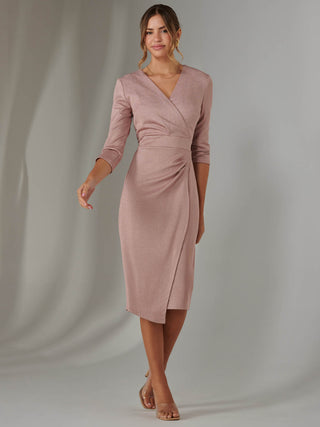 Glitter Wrap Half Sleeve Bodycon Dress, Pink