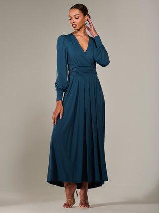 Long Sleeve Super Soft Jersey Maxi Dress, Dark Teal Jolie Moi Retail Long Sleeve Super Soft Jersey Maxi Dress, Dark Teal Jolie Moi Retail