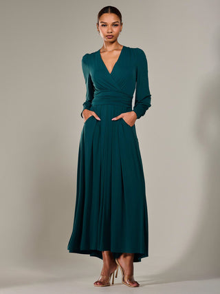 Long Sleeve Super Soft Jersey Maxi Dress, Forest Green Jolie Moi Retail Long Sleeve Super Soft Jersey Maxi Dress, Forest Green Jolie Moi Retail